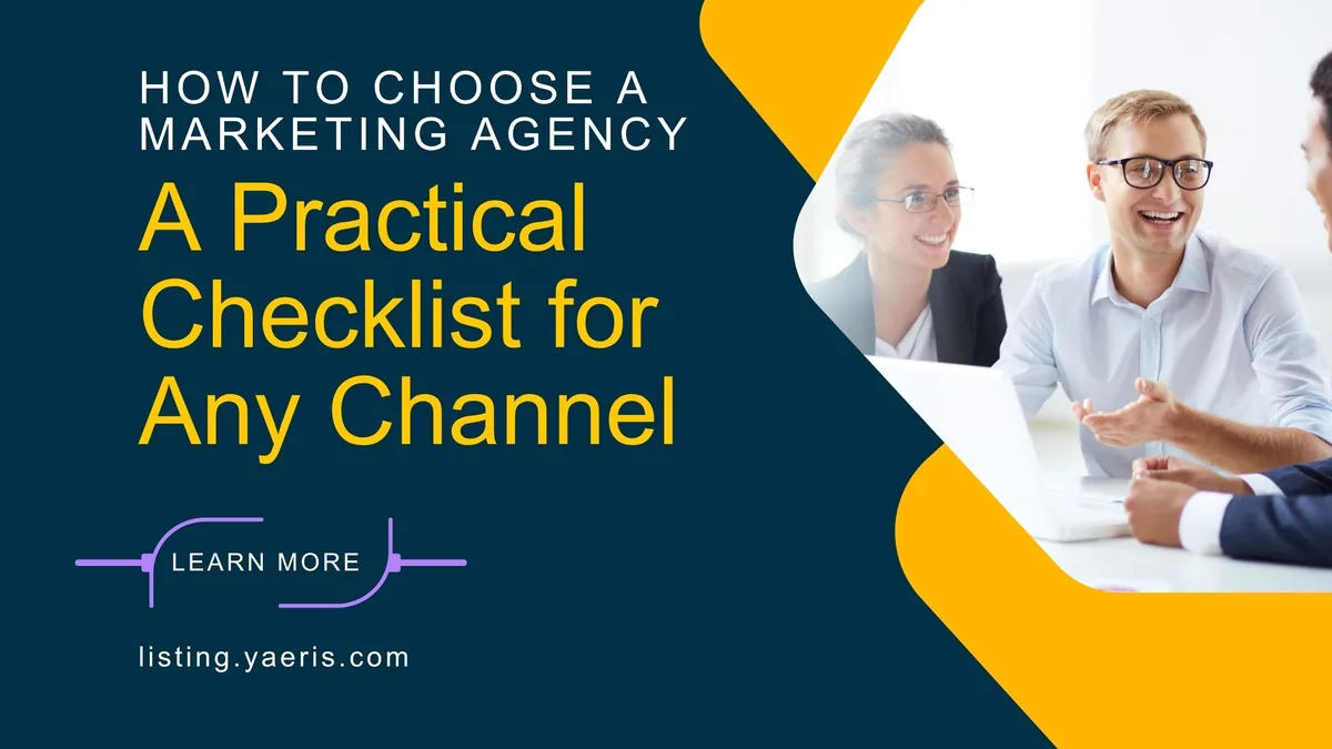 How to Choose a Marketing Agency Hero graphic for the article How to Choose a Marketing Agency, showing a business meeting